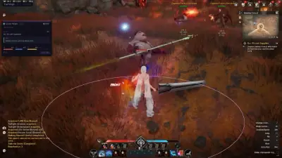 AION 2 movement and speed utility toggles in the mod menu over an outdoor zone.